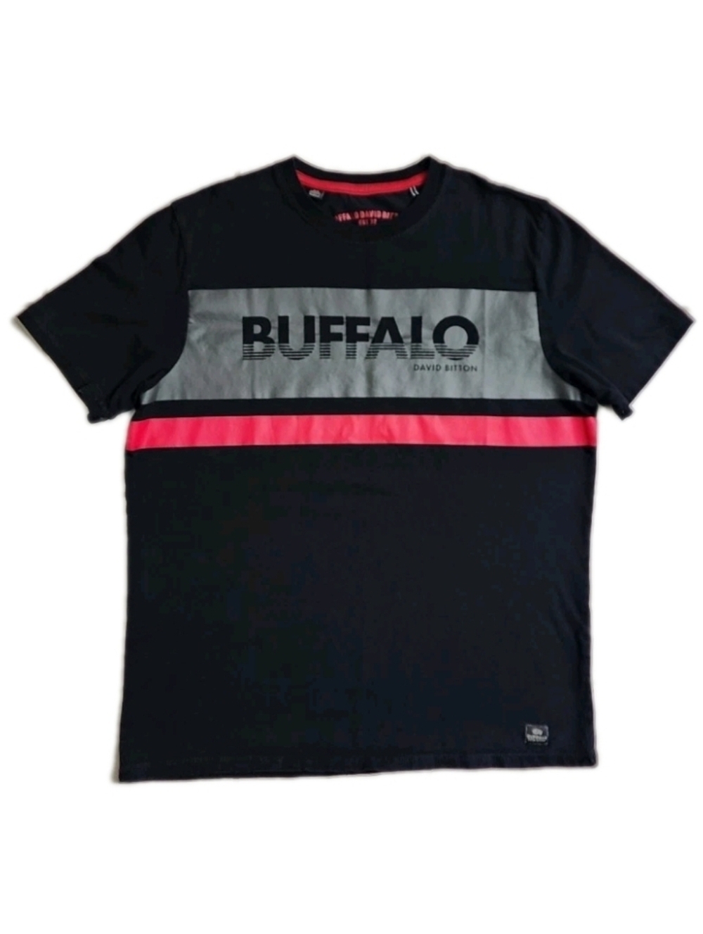 Buffalo David Bitton T-Shirt Crew Neck Short Sleeve Logo Black Tee Size M